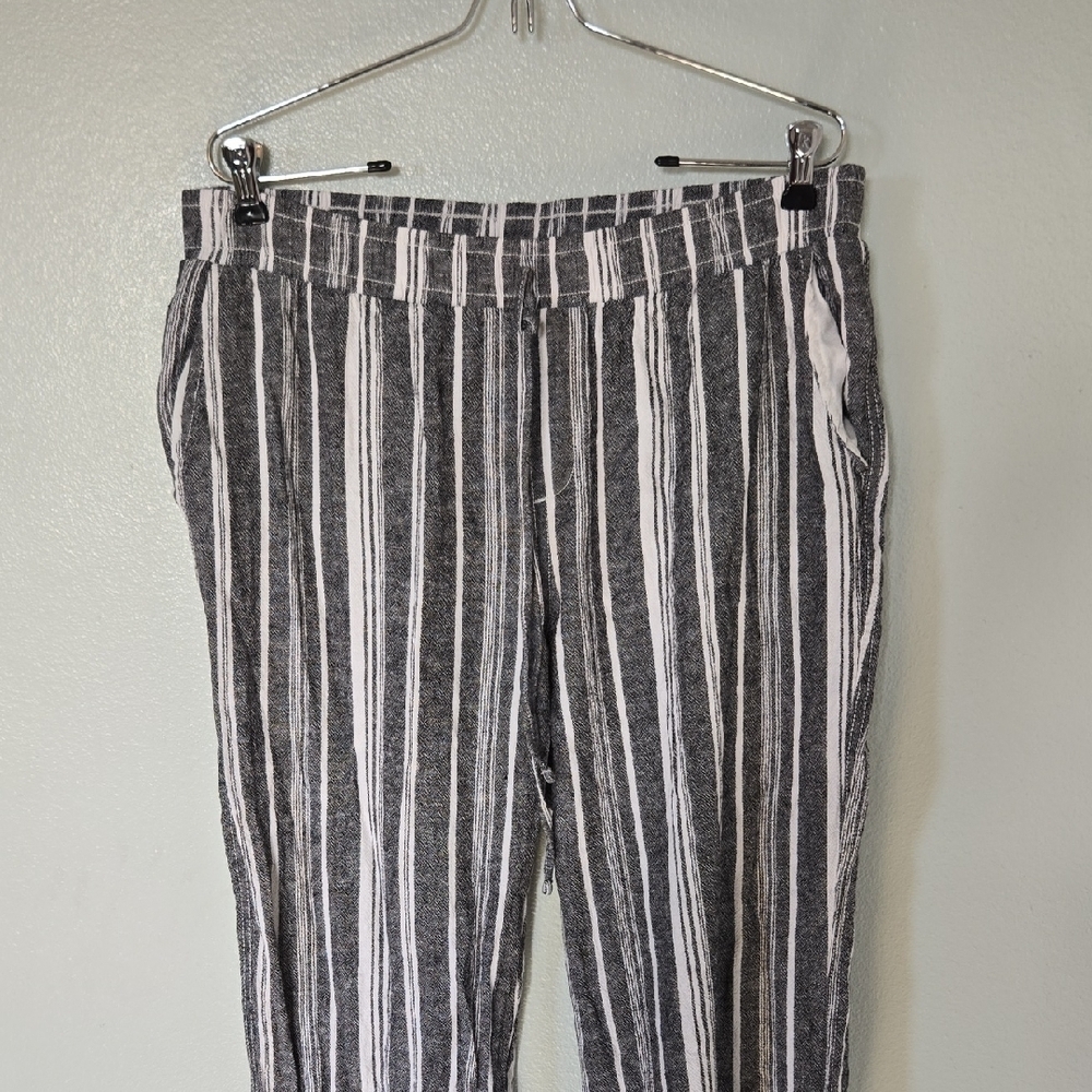 Briggs | Black And White Striped Linen Blend Pants Size XL